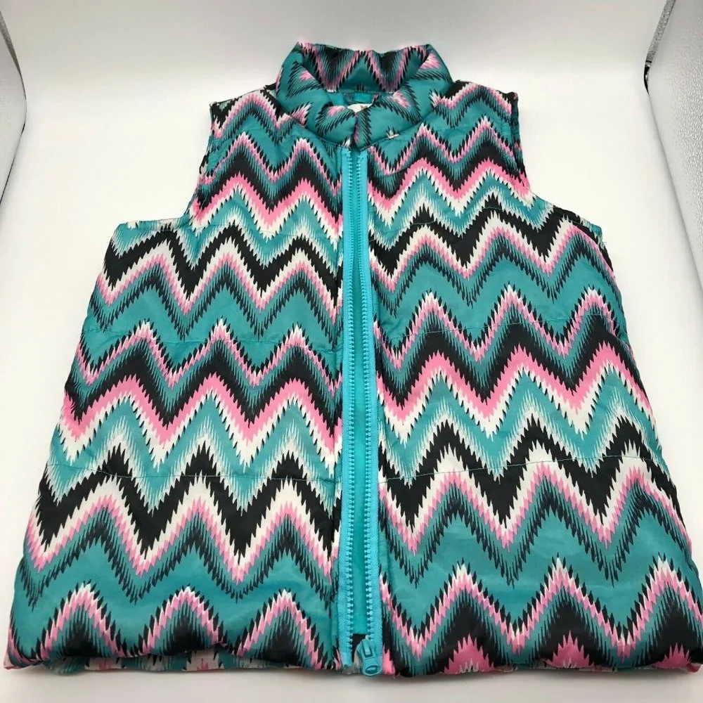 One Step Up Girls Lightweight Quilted‎ Style Vest Chevron Print Size M (10/12)